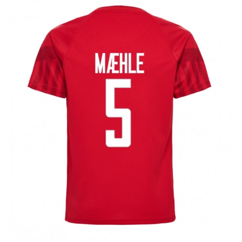 Danmark Joakim Maehle #5 Hemmatröja VM 2022 Kortärmad